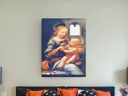 AI Inspired Leonardo Da Vinci Premium Stretched Canvas Wall Art: The Benois Madonna