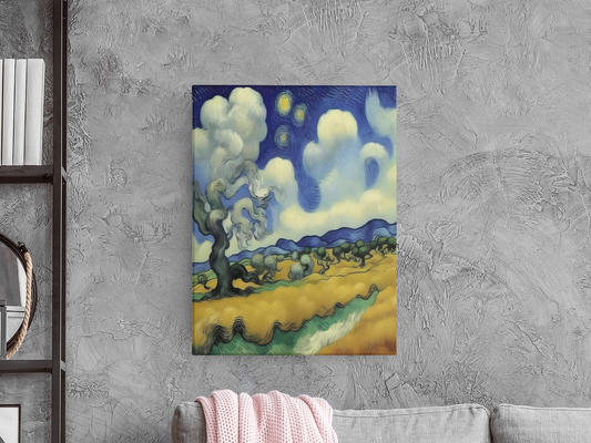 AI Inspired Vincent Van Gogh Premium Stretched Canvas Wall Art: Whirling Winds