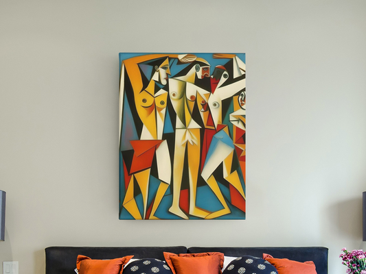 AI Inspired Pablo Picasso Premium Stretched Canvas Wall Art: The Three Dancers (1925)