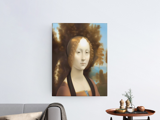 AI Inspired Leonardo Da Vinci Premium Stretched Canvas Wall Art: Ginevra de' Benci