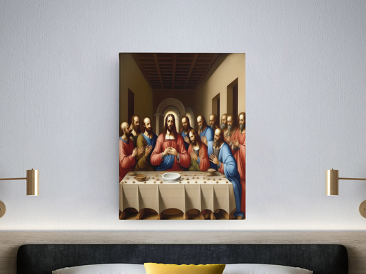 AI Inspired Leonardo Da Vinci Premium Stretched Canvas Wall Art: The Last Supper