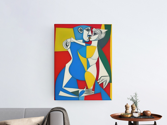 AI Inspired Pablo Picasso Premium Stretched Canvas Wall Art: The Kiss (1969)